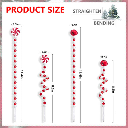 Valentines Day Curly Pick Picks Red White Candy Shape and Bell Ornaments for Home Centerpieces Table Vase Wreath DIY Craft Xmas Tree Topper