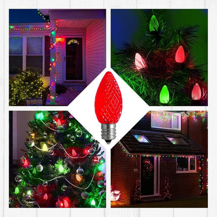 Replacement c7 LED Light Bulbs Shatterproof C7 Led Light Bulbs 1W Mini Bulb Candelabra E12 Base Decor Red Green Orange Purple Light Bulb, String Lights, Window Indoor Outdoor (Red Green, 50 Pack)