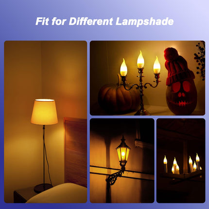 d Flame LED Flame Light Bulbs, 3 Mode E12 Flickering Light Bulbs, Chandelier Base Candle Fire Light Bulb for Halloween Christmas Party Porch Patio Indoor Outdoor Decoration-6 Pack
