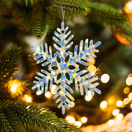 72Pcs Snowflakes Christmas Tree Decorations - Iridescent Christmas Tree Ornaments Hanging Glitter Snowflakes for Christmas Tree Winter Holiday Party Wall Ceiling Window Decorations