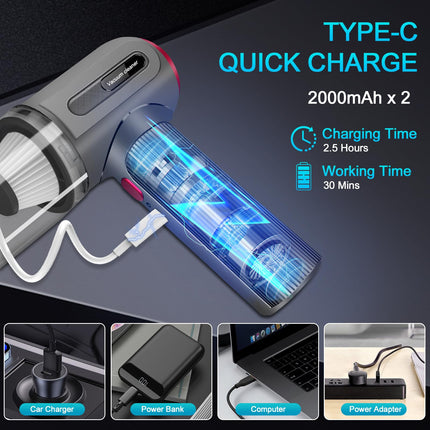 Cordless Car Vacuum Cleaner High Power, 9000Pa Wireless Handheld Car Vacuum Cleaner Rechargeable, Mini Portable Vacuum Cleaner, 3 In1 Dust Buster & Air Blower & Hand Pump, Dry Use For Car, Home