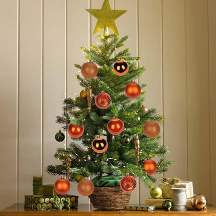 2.36" Orange Christmas Balls Ornaments 25 Pcs Shatterproof Christmas Ornaments Set Halloween Balls Ornaments Orange Ornaments for Christmas Tree Holiday Party