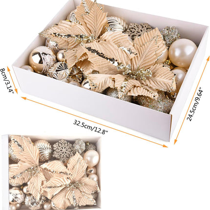 60 Pcs Christmas Ball Ornaments Set,Champagne Gold Shatterproof Plastic Christmas Tree Ornaments Balls for Indoor and Outdoor Holiday Party Wedding Thanksgiving Christmas Decoration