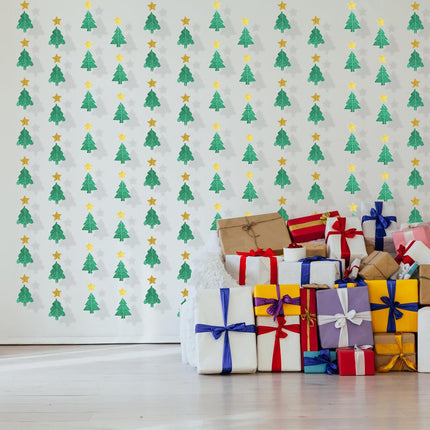 40 Feet Green Christmas Tree Garland Glitter Star Garland Paper Banner Hanging Party Supplies, Christmas Ceiling Hanging Decorations for Baby Shower Birthday Party Decorations Christmas Year