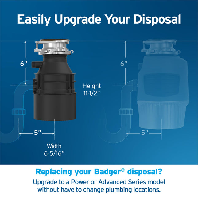 InSinkErator Badger 1 Garbage Disposal 1/3 HP Food Waste Disposal Unit