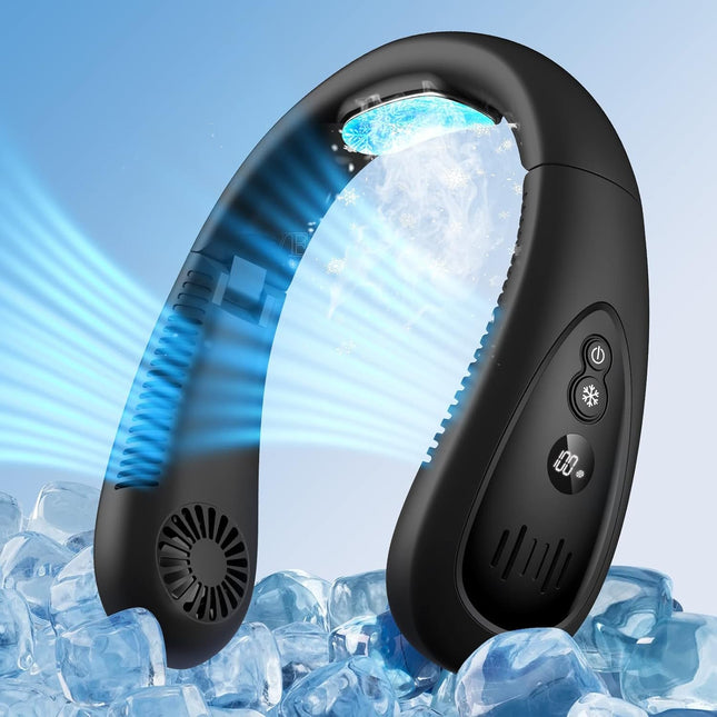 Neck Air Conditioner, 5000Mah Portable Neck Fan With Semiconductor Cooling Airflow Bladeless Usb Rechargeable 3 Speed Personal