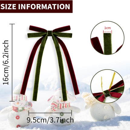 10Pcs Christmas Bows Decorations,5.9x4'' Two Tone Velvet Bow Christmas Wreath Bow for Christmas Tree Wreath Garland Wrapping Wedding Party Décor (Wine red Olive Green)