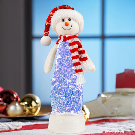 LED Lighted Snowman Swirling Glitter Musical Water Lantern Christmas Snow Globe Home Decoration and , Battery Operated or USB Powered