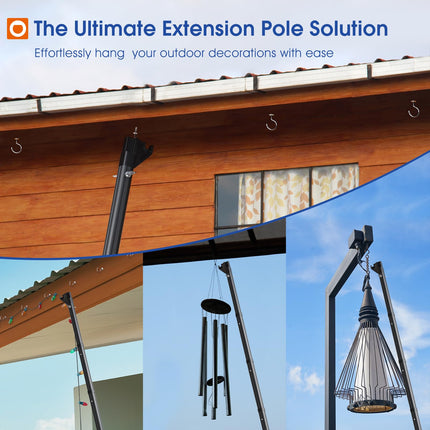 addlon Telescopic Extension Pole for Hanging Christmas Lights and Mounting Screw Hooks,5.5FT Christmas Light Hanger Poles with Utility Hook for String Lights and Birdfeeders Installation