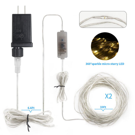 2 Pack Fairy String Lights Plug in, 33Ft 100 Micro Starry LED Starry Fairy Lights IP68 Full Waterproof with Remote for Bedroom Garden Christmas Decor (Warm White)