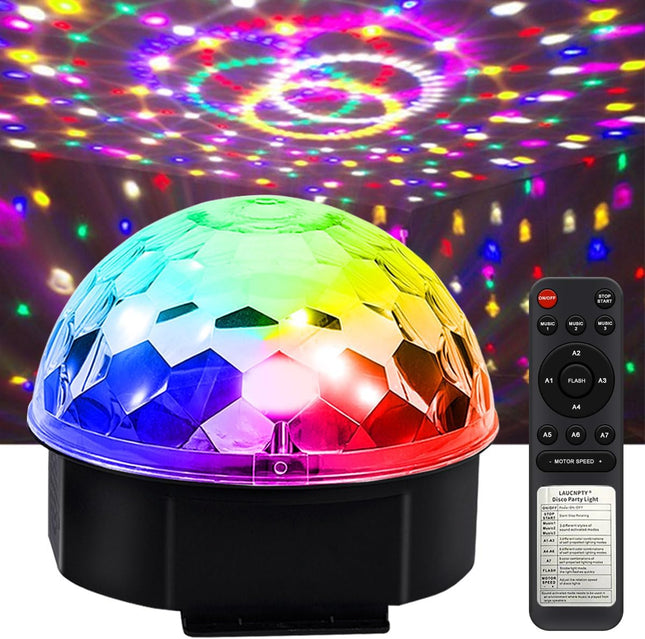 [7in Big Size] Disco Ball Party Lights Sound Activated DJ Disco Light LED Light 9 Colors Strobe Stage Lights for Birthday Rave Home Club Karaoke Stage Show Christmas Halloween Decorations