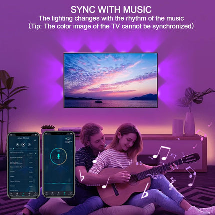 LED String Downlights 13.5ft RGB Color Changing for Bedroom, IP65 Waterproof Music Sync LED Light Strips for TV 32-65 inch with Remote APP Control for Party, Christmas, Halloween, Birthday
