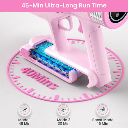 Belife Cordless Vacuum Cleaner, 38Kpa 450W Stick Vacuum Cleaners For Home Carpet Hardwood Floor, Wireless Household Vaccum For Pet Hair With Led Touch Display, Up To 45Mins Runtime Pink