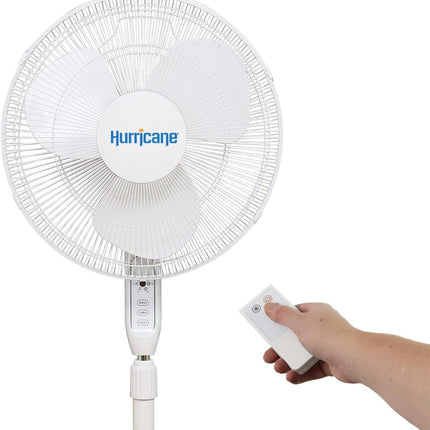 Hurricane 16 Supreme Oscillating Stand Fan W/Remote 3 Speed High Effeciency Motor Runs 1201 Cfm On High 90 Degree Side To Side