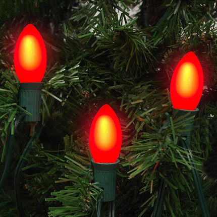 Abeja 25 Pack C9 LED Christmas Light Bulbs, C9 Red Shatterproof LED Bulbs Replacement for Christmas String Lights, E17 Intermediate Base, 0.6Watt