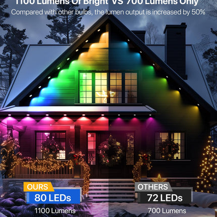 Permanent Outdoor Lights, 100ft with 80 LED Lights, Smart Permanent Outdoor Lights, APP/Voice/Remote IP67 Waterproof Permanent Outdoor Lights for House Work with Alexa, Google Assistant