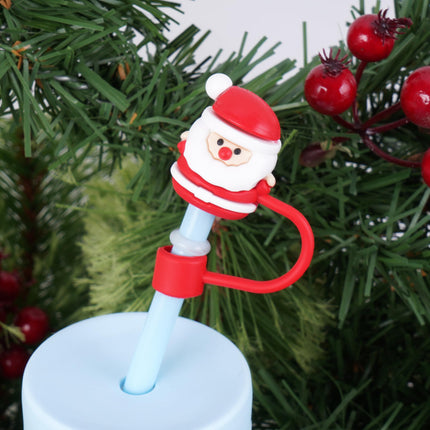 4 Pcs Christmas Straw Cover Cap for Stanley Cup, 10mm 0.4in Stanley Accessories Xmas Straw Toppers Cap with 30&40 Oz Tumbler with Handle Dust-Proof Reusable Straw Tips Lids for Christmas s