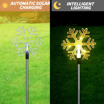 VIHOSE 12 Pcs Solar Christmas Snowflake Pathway Lights LED Landscape Lights Decorative Stake Figurine Lights Waterproof Warm White Christmas Solar Stake Lights for Xmas Outdoor Patio Garden Yard Decor
