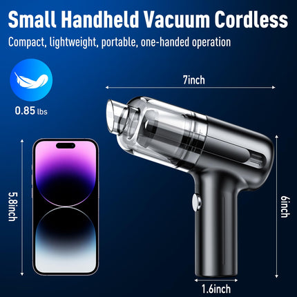 Uniqus Mini Vacuum Cleaner, Handheld Vacuum Cordless Rechargeable, Portable Car Vacuum With Brushless Motor, 12000Pa High Power 3 In 1 Sucking & Blowing Small Vacuum Desk Vacuum For Car, Home, Office