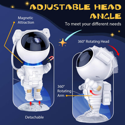 Astronaut Galaxy Projector Light - Robot Projector with Timer and Remote, Night Light for Kids Room Decor, Christmas, Birthdays, Valentine's Day