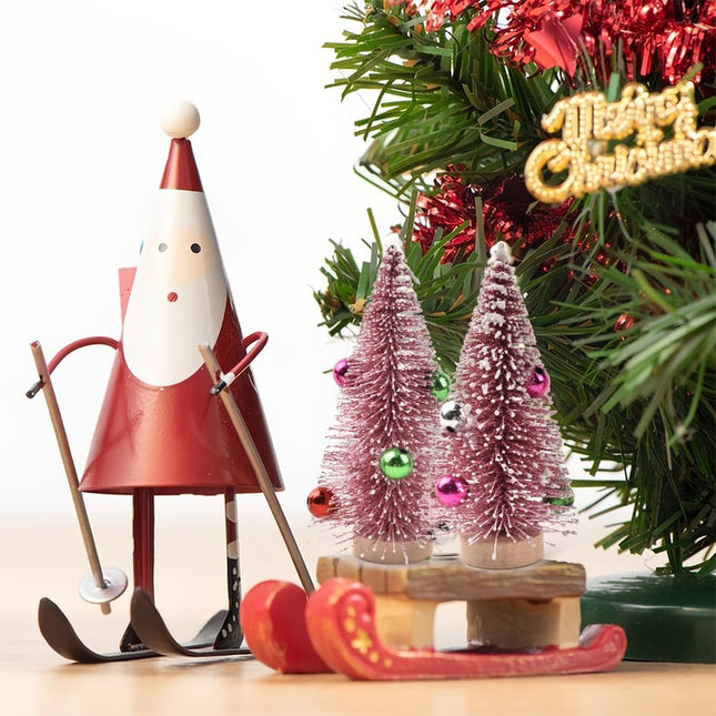 Mini Snow Frost Trees Mini Christmas Tree Plastic Winter Snow Ornaments Tabletop Trees for Holiday Party DIY Room Decor Home Table Top Christmas Decoration Diorama Models 4“ 8 Pcs