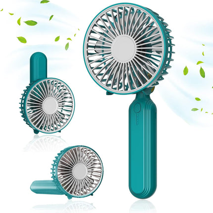 Handheld Fan, Mini Portable Foldable Fan, Pocket Battery Rechargeable Hand Fan, For Travelling And Eyelash Fan 2000AhCyan