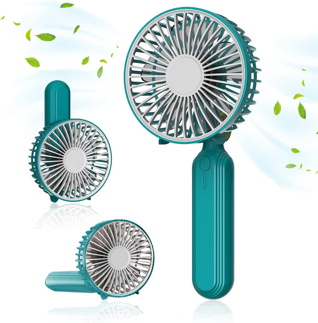 Handheld Fan, Mini Portable Foldable Fan, Pocket Battery Rechargeable Hand Fan, For Travelling And Eyelash Fan 2000AhCyan