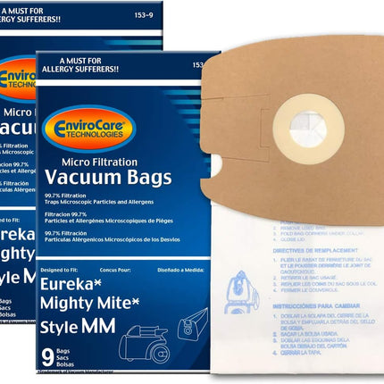 Envirocare Micro Filtration Vacuum Cleaner Dust Bags Made To Fit Eureka Style Mm. Replaces Part 60295C Mighty Mite Vacuums 18 Pack
