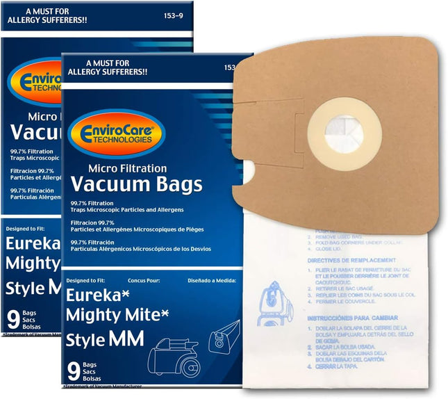 Envirocare Micro Filtration Vacuum Cleaner Dust Bags Made To Fit Eureka Style Mm. Replaces Part 60295C Mighty Mite Vacuums 18 Pack