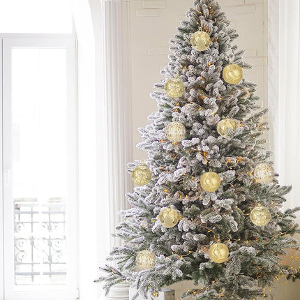 Hollyone 3.15"/80mm Gold Christmas Ball Ornaments 12 Pcs Shatterproof Christmas Tree Relief Ornaments Set Large Hanging Christmas Ornaments Balls for Christmas Wedding Holiday Wreath Home Decorations