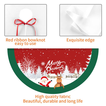 Christmas Tree Skirt Red and Green Tree Skirt Ornaments Soft Plush Christmas Tree Mat with Santa Snow Claus Deer for Decorations Holiday Party Indoor Outdoor 48 Inches
