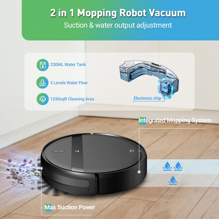 Robot Vacuum Mop Combo, Wifiappalexa, Mopping Robot Vacuums With Tangle, Scheduled Cleaning, Automatic Recharge Vacuum Robot Cleaner And Mop For Pet Hair, Low Carpet