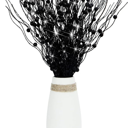 10 Pcs Artificial Glitter Berry Stems for Christmas Tree Picks Curly Sprays Faux Glitter Berry Branches Christmas Tree Twigs Filler Decorations Festival Wreath Supplies Table Centerpiece (Black, 10)