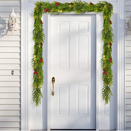 Christmas Norfolk Pine Garland,9Ft Real Touch Norfolk Pine Garland, Artificial Pine Greenery Christmas Garlands for Table Fireplace Wall Home Indoor Outdoor Decoration