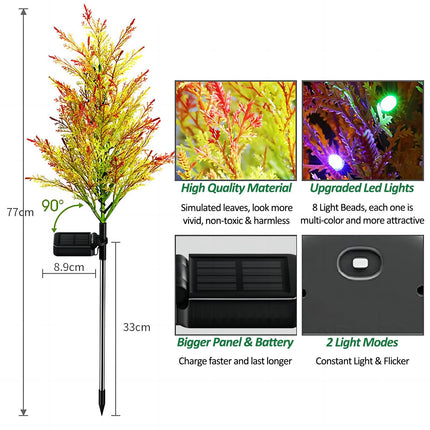 2 Pack Solar Christmas Tree Lights Outdoor Waterproof, Solar Xmas Trees Lights with 2 Light Modes, Solar Powered Christmas Decorations for Outside Pathway Garden Yard Decor