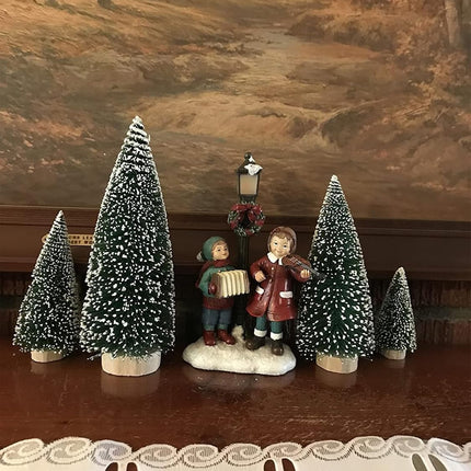 Mini Christmas Tree, Bottle Brush Christmas Tree, 4 PCS Artificial Christmas Tree with Wooden Bases for Xmas Holiday Party Home Tabletop Bottle Brush Trees, Green