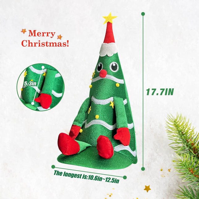Funny Christmas Tree Hat, Novelty Santa Hat, Xmas Holiday Hat for Adults, Cute Christmas Tree Topper, Unisex, Velvet, Christmas Theme Costume, Winter Party Favors