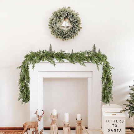 6Ft Christmas Pine Garland, Christmas Greenery Garland Realistic Cedar Artificial Cypress Garland for Holiday Mantel Fireplace Table Centerpiece Decor