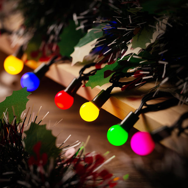 100LED G15 Christmas String Lights - 39ft globe Fairy Lights with Timing Function, Connectable, 8 Modes Christmas Lighting for House Party Xmas Tree Garland Christmas Decorations - Multi Color
