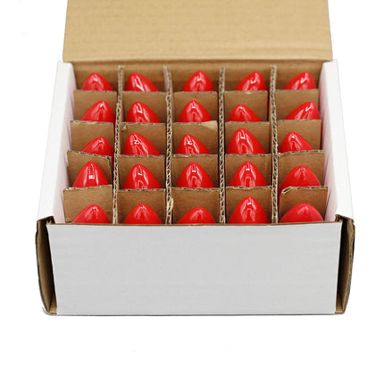 Creative Hobbies® Box of 25 Light Bulbs, Ceramic Opaque Red, Steady Burning, 7 Watt, C7 Candelabra Base -Great for Night Lights, Decorative Lights and Christmas Strings