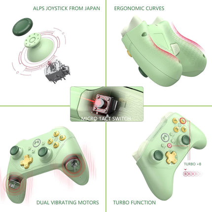 Asura 2 Pro PC Gaming Controllers 2.4G Wireless Dual Vibrate Gamepad Joystick For Windows 7 8 10 11 Android TV Steam Simulater,Mechanical Keys/Hall Effect Trigger (Avocado)