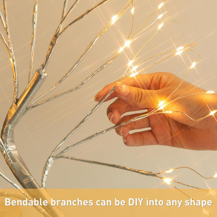 EAMBRITE Fairy Light Spirit Tree, 108 Led Lighted Birch Tree, 8 Modes Lighted Trees for Decoration Inside, USB & Battery Christmas Tree for Home Bedroom Desktop Indoor Xmas Decorations (Sliver)