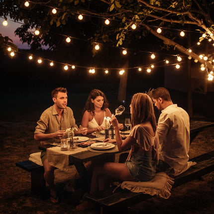 Mlambert 100Ft(2x50Ft) Outdoor String Lights G40 Globe Patio Lights with 50+4 LED Bulbs, Waterproof Hanging Lights for Balcony Gazebo Tents-Black Wire