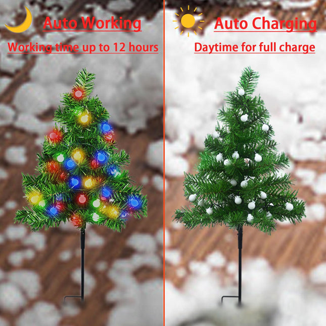 8Pack Outside Christmas Decorations Solar Christmas Tree Stake Lights, 160LED Solar Xmas Tree Lights Waterproof 8 Modes Christmas Garden Pathway Lights for Outside Xmas Holiday