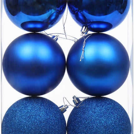 3.94" Large Christmas Balls Shatterproof Navy Blue Christmas Ornaments 6 Pcs Big Christmas Ornaments Balls for Christmas Tree Holiday Wedding Party Decoration