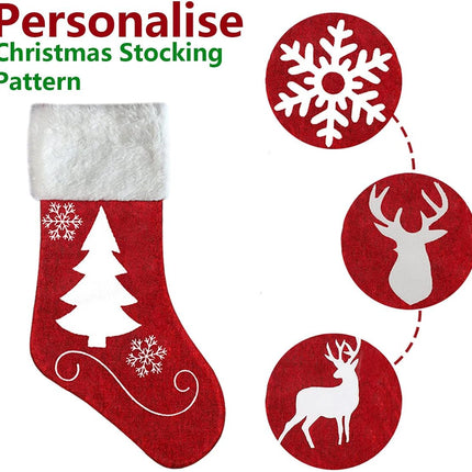 Christmas Stockings Personalized Set of 4, 18inch Large Xmas Red and White Snowflake Reindeer Antelope Christmas Tree Character for Family Holiday
