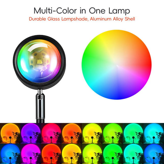Sunset Lamp Projector,Multicolor Changing with USB Port,Sunset Projection Lamp 180°Rotation for Room Decor,Sunset Lamp for Bedroom,Tiktok Live, for Halloween,No Battery in The Remote