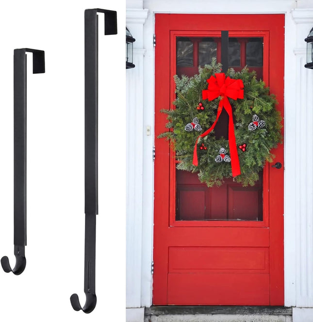 Adjustable Wreath Hanger, 14.5"-25" Wreath Hangers for Front Door, 20 lbs Christmas Wreaths Decorations Metal Door Hanger Hook for Front Door