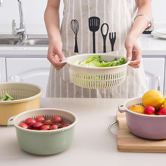 MYADDICTION Vegetable Washing Drainage Basket Kitchen Colander Bowl for Salads Spaghetti Small Green