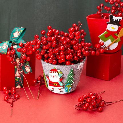 Crafare 30 Pack Artificial Red Berry Stems, Burgundy Red Berry Picks Holly Berries Branches for Christmas Tree Decorations Crafts Wedding Holiday Season Winter Décor Home Decor
